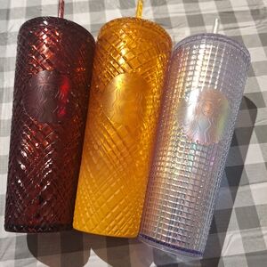 Starbucks Textured Tumblers Set - Red, Yellow, Iridescent